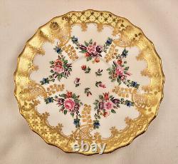 Antique Copeland's Tea Cup, Saucer and Dessert Plate, Floral & Gold
