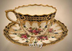 Antique Copelands Tea Cup, Saucer and Dessert Plate, Floral & Gold