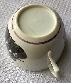 Antique Crown Staffordshire 12-piece Porcelain Grisaille Teacups & Saucers