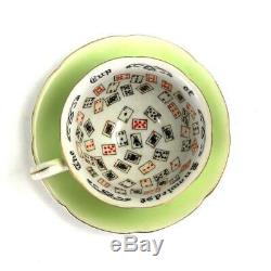 Antique Cup of Knowledge Fortune Telling Teacup Tea Leaf 1930 Japan Jadite Green