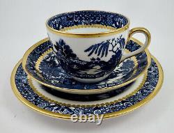 Antique Davenport Cup, Saucer & Plate, Blue Willow