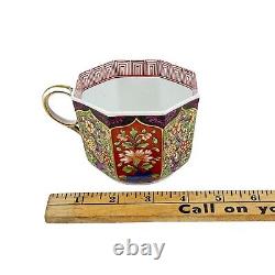 Antique Derby Imari Porcelain Octagonal Tea Cup Saucer Coffee Can Red Mark 1810