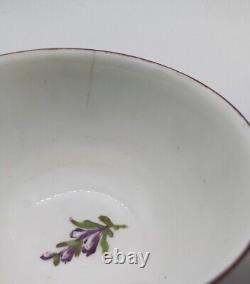 Antique Derby Tea Bowl And Saucer Floral Ribbed 1758 Rose Bouquet READ