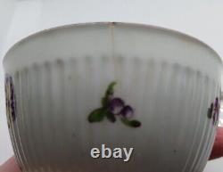 Antique Derby Tea Bowl And Saucer Floral Ribbed 1758 Rose Bouquet READ