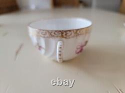 Antique Dresden Dematisse Gilt Handpainted Floral Porcelain Tea Cup Saucer
