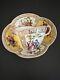 Antique Dresden Handpainted Teacup And Saucer Quatrefoil Watteau Scene Donath Co