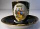 Antique Dresden Richard Klemm Porcelain Royal Blue Gold Tea Cup Saucer