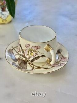 Antique E. D. Bodley Tea Cup & Saucer Aesthetic Orchid