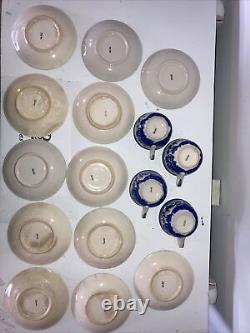 Antique Early 1900s Blue Willow Japan Fine China Set Lot Teacups & Saucers Great