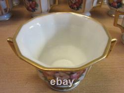 Antique Early 19thC set 14 porcelain English paint floral double handle tea cups