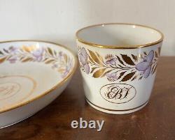 Antique Early 19th century English Regency Porcelain Coffee Can & Saucer Tea Cup