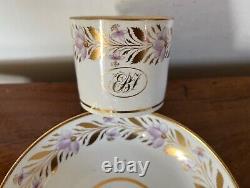 Antique Early 19th century English Regency Porcelain Coffee Can & Saucer Tea Cup