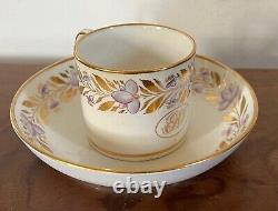 Antique Early 19th century English Regency Porcelain Coffee Can & Saucer Tea Cup