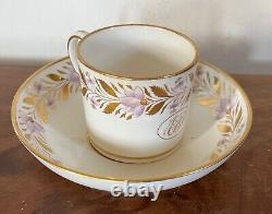 Antique Early 19th century English Regency Porcelain Coffee Can & Saucer Tea Cup
