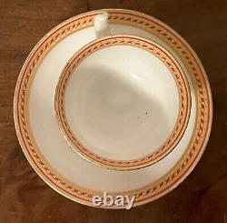 Antique Early 19th century New Hall Porcelain Tea Cup & Saucer Sepia Landscapes