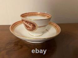 Antique Early 19th century New Hall Porcelain Tea Cup & Saucer Sepia Landscapes