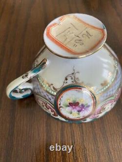 Antique Eggshell Porcelin Pedestal Teacup And Saucer Gorgeous