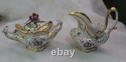 Antique Elegant Kpm Creamer Sugar & 7 Gold & Floral Coffee Tea Cups