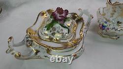 Antique Elegant Kpm Creamer Sugar & 7 Gold & Floral Coffee Tea Cups