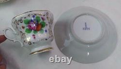 Antique Elegant Kpm Creamer Sugar & 7 Gold & Floral Coffee Tea Cups