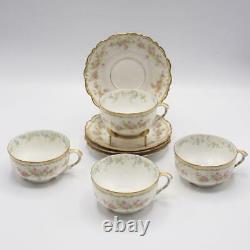 Antique Elite Works Bawo & Dotter Limoges France Tea Cup & Saucer Set of 4