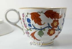 Antique English Flight, Barr & Barr Worcester Porcelain Floral Teacup and Saucer