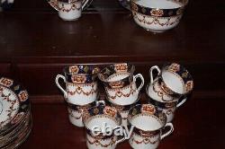 Antique English Gaudy Welsh Imari Tea Cup Saucer PLATE MONA WILD BROTHERS Cobalt