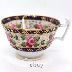 Antique English New Hall Regency Porcelain #1865 Roses Tea Cups & Saucer (3)