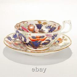 Antique English Porcelain Pseudo-Tobacco Leaf Pattern Tea Cup & Saucer