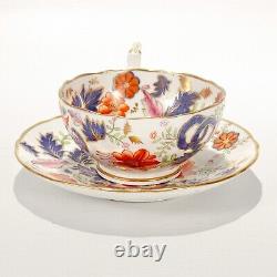 Antique English Porcelain Pseudo-Tobacco Leaf Pattern Tea Cup & Saucer