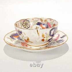 Antique English Porcelain Pseudo-Tobacco Leaf Pattern Tea Cup & Saucer