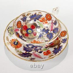 Antique English Porcelain Pseudo-Tobacco Leaf Pattern Tea Cup & Saucer