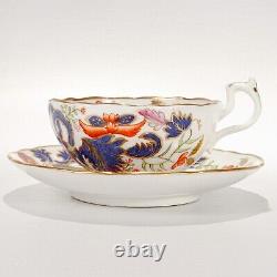 Antique English Porcelain Pseudo-Tobacco Leaf Pattern Tea Cup & Saucer