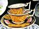 Antique English Porcelain Yates C1825 Tea Cup And Saucer Painted Rose Teacup Set