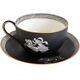 Antique English Prattware Black Earthenware Pottery Old Greek Tea Cup & Saucer