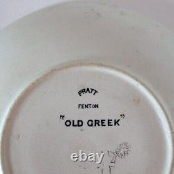 Antique English Prattware Black Earthenware Pottery Old Greek Tea Cup & Saucer