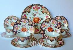 Antique English Spode Imari Style Cups & Saucers Dessert Plates Set For 4