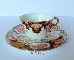 Antique English Spode Imari Style Cups & Saucers Dessert Plates Set For 4