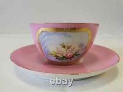 Antique European Porcelain Pink Hand paintede Tee Cup 1930s