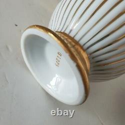 Antique European Tea Cup Saucer Gold White Embossed Stripe Porcelain G-1225