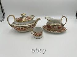 Antique Exceptional 4 Pc Spode Porcelain Rust & Gilt Decorated Set Circa 1820
