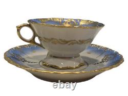 Antique Exquisite French Sevres Louis XV 1800's Porcelain Teacup & Saucer Marked