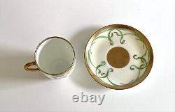 Antique FLORENTIA ITALY HAND PAINTED SIGNED SNOWDROP & GOLD TEA CUP & SAUCER
