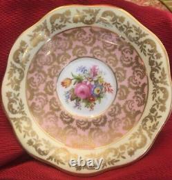 Antique FOLEY Fine China Tea Cup & Saucer Pink Floral Gold Rim England E. Brain