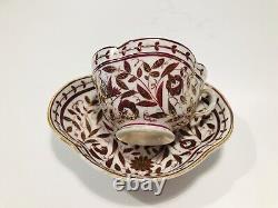 Antique Fischer & Mieg Royal Vienna Style Raspberry Floral Tea Cup Saucer