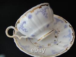 Antique Floral Periwinkle Blue gold Leaf Scroll Estate Tea Cup & Saucer Lovely