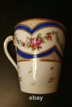 Antique French 18th Century Sèvres Hand Painted Teacup with Saucer, circa 1778