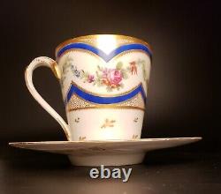 Antique French 18th Century Sèvres Hand Painted Teacup with Saucer, circa 1778