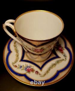 Antique French 18th Century Sèvres Hand Painted Teacup with Saucer, circa 1778