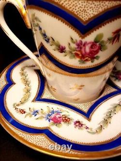 Antique French 18th Century Sèvres Hand Painted Teacup with Saucer, circa 1778